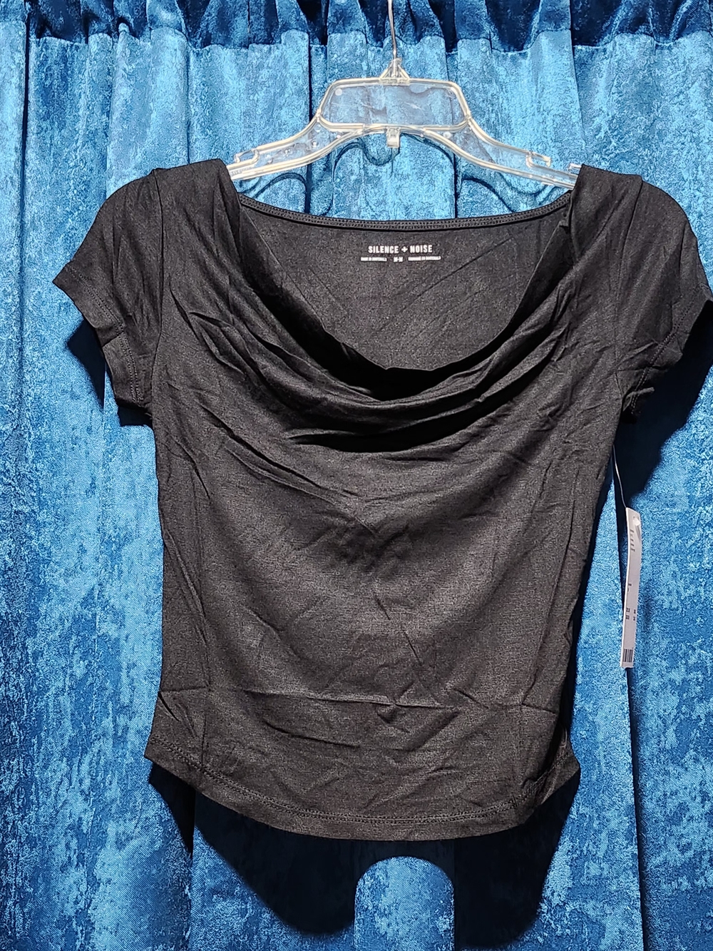 Urban Outfitters Black Drape Cowl Neck Short Sleeve Top